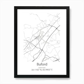 Buford,United States Minimalist Map Art Print