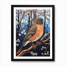 Art Nouveau Birds Poster Eastern Bluebird 2 Art Print