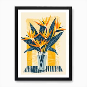Bird Of Paradise Flowers On A Table   Contemporary Illustration 3 Art Print