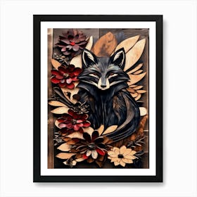 Carved Wood Fox Art  Art Print