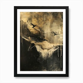 Whale Gold Effect Collage 2 Art Print