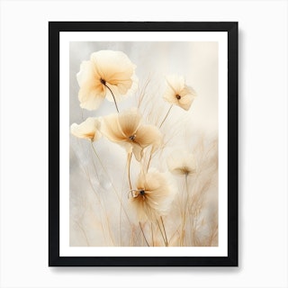 dry flower lily close up on beige silk background . macro flower.Minimal  floral card. Fine art poster, Posters, Art Prints, Wall Murals