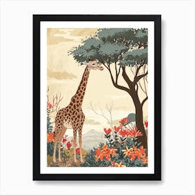 Giraffe Under The Acacia Tree 3 Art Print