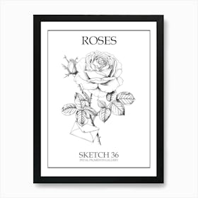 Roses Sketch 36 Poster Art Print