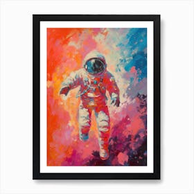 Astronaut Colourful Oil Painting 4 Art Print