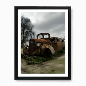 Old Truck In The Fog ~Reimagined Art Print