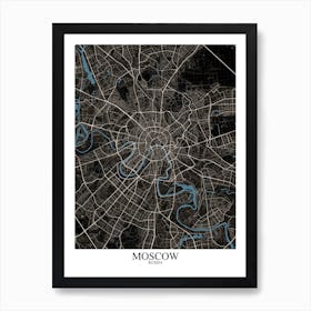 Moscow Black Blue Art Print