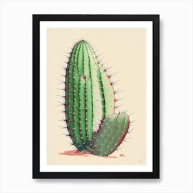 Nopal Cactus Retro Drawing Art Print
