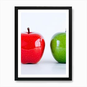 Red Apple Beside A Green Apple Embodying The Yin Yang Symbol High Contrast Soft Shadow Play Minim (1) Art Print