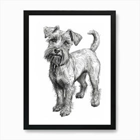 Cute Terrier Dog Line Art 3 Art Print