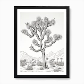  Detailed Drawing Of A Joshua Tree At Dawn In Desert 2 Art Print