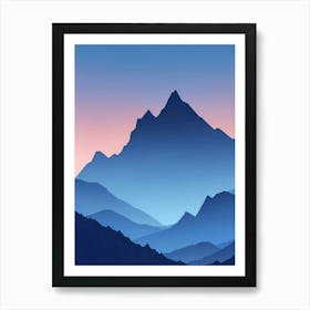 Misty Mountains Vertical Composition In Blue Tone 121 Art Print