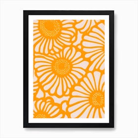 Orange Daisy Flower Illustration Art Print