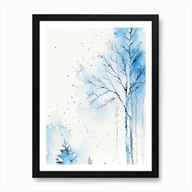 Winter Scenery, Snowflakes, Minimalist Watercolour 4 Art Print