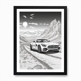 Mercedes Benz Amg Gt Snowy Mountain Drawing 1 Art Print