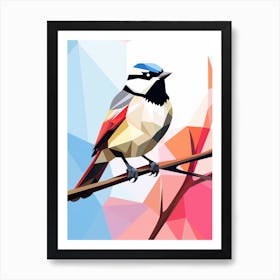 Colourful Geometric Bird Carolina Chickadee 2 Art Print