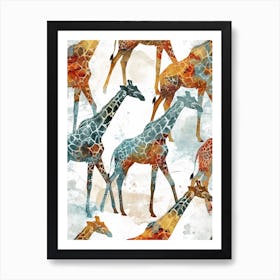 Giraffe Watercolour Colourful Pattern 3 Art Print