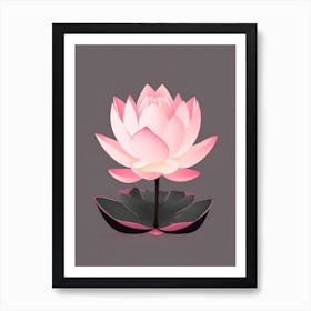 A Pink Lotus In Minimalist Style Vertical Composition Art Print