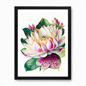 Lotus Flower Pattern Decoupage 4 Art Print