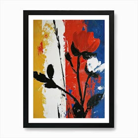 Red White And Blue Flower, Pop Art Art Print