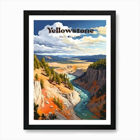 Yellowstone National Park Grand Prismatic Hot Spring Travel Art Art Print