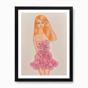 Lady in a Flower Dress Art Print