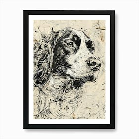 English Springer Spaniel Line Sketch 2 Art Print