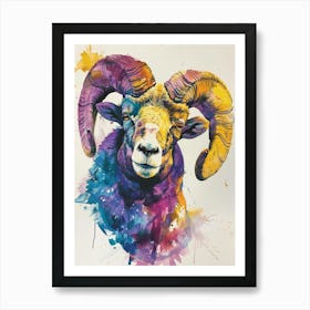 Ram Colourful Watercolour 1 Art Print