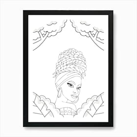 African Girl Hand Drawing Art Print