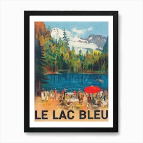 Le Lac Bleu Switzerland Vintage Travel Poster Art Print