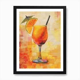 Tequila Sunrise Inspired Cocktail Watercolour 3 Art Print