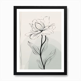 Gladioli Line Art Flowers Illustration Neutral 15 Art Print