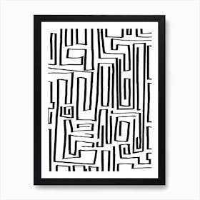 Labyrinth Line Art B And W A Art Print