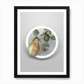Vintage Pear Branch Minimalist Floral Geometric Circle on Soft Gray Art Print