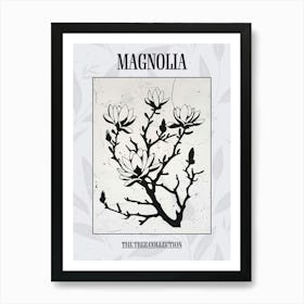 Magnolia Tree Simple Geometric Nature Stencil 1 Poster Art Print