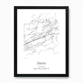 Sierre,Switzerland Minimalist Map Art Print