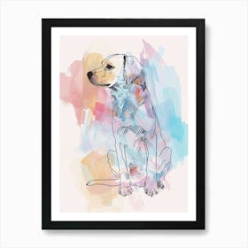 Pastel Watercolour Kuvasz Dog Line Illustration 2 Art Print