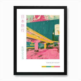 Tokyo Night Scene Pink Silkscreen Poster 2 Art Print