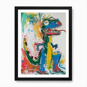 Naive Style Messy Brushstroke Dinosaur Art Print