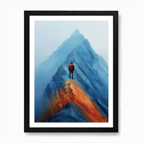 Man Standing On Top Of Mountain 1 Art Print