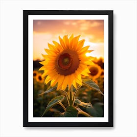 Sunflower At Sunset Art Print