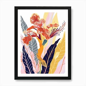 Colourful Flower Illustration Celosia 4 Art Print