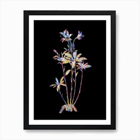 Stained Glass Lily of the Incas Mosaic Botanical Illustration on Black n.0254 Art Print