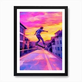 Skateboarding In Zurich, Switzerland Futuristic 3 Art Print