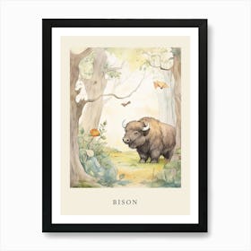 Beatrix Potter Inspired  Animal Watercolour Bison 1 Art Print