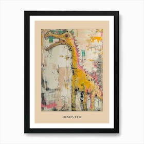 Graffiti Mustard Pastel Dinosaur Paint Splash Portrait 1 Poster Art Print