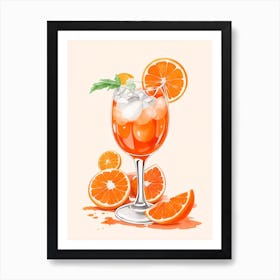Aperol With Ice And Orange Watercolor Vertical Composition 57 Art Print