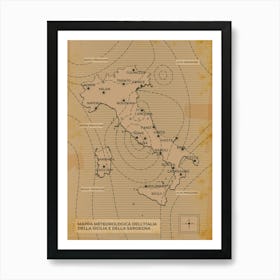 Vintage weather Map Of Italy Art Print