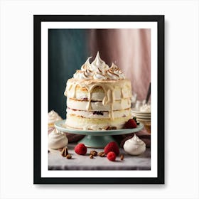 Layered Cake With Whipped Cream Art Print