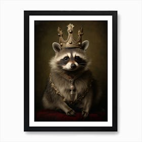Vintage Portrait Of A Barbados Raccoon Wearing A Crown 1 Art Print